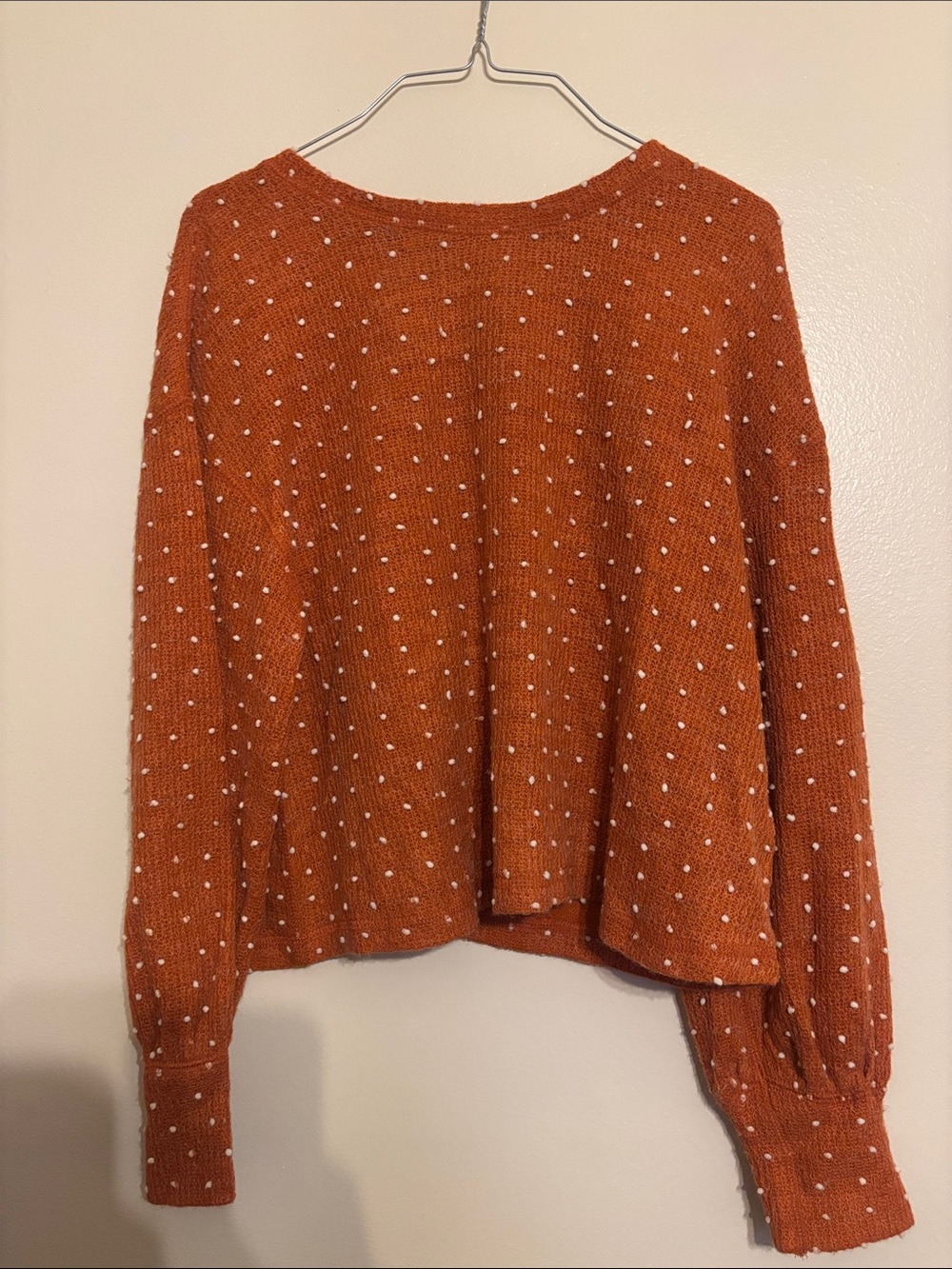 Women’s Rust Orange Polka Dot Knit Pullover Sweater
